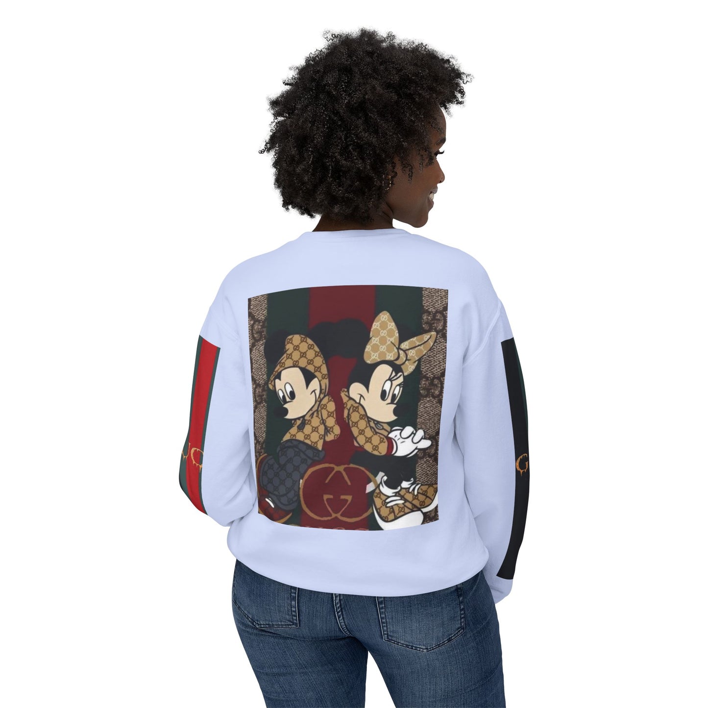 Gucci Inspired Unisex Crewneck Sweatshirt with Mickey & Minnie Design