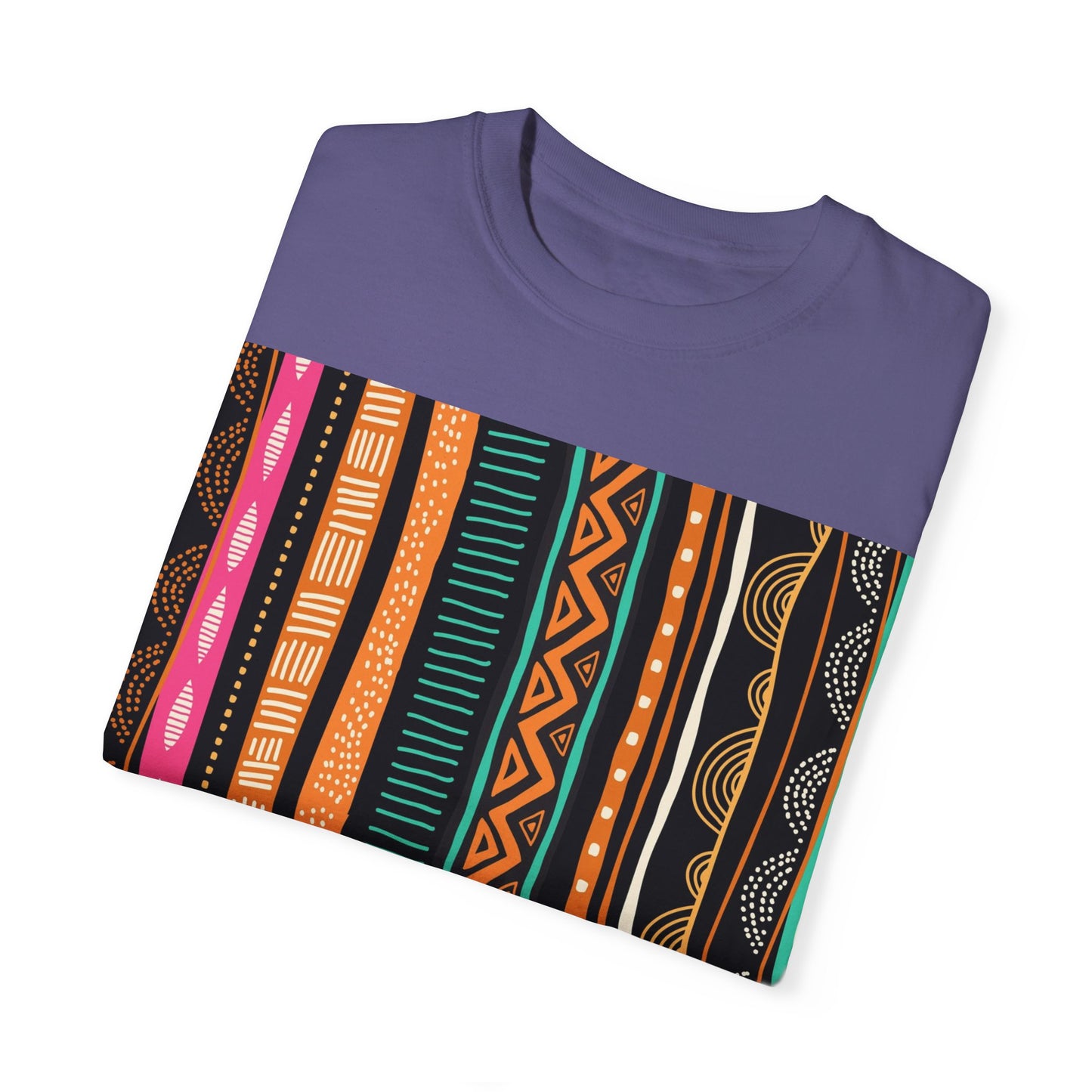 Vibrant Graphic Unisex T-Shirt - Colorful Tribal Stripes Design