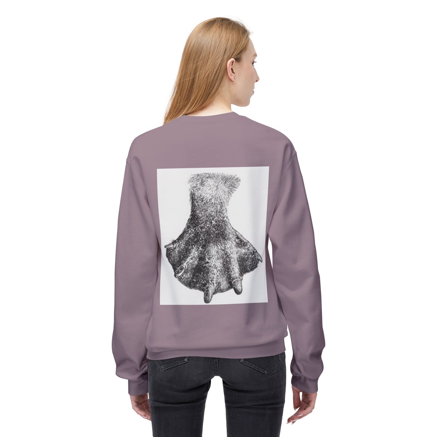 Artistic Fleece Crewneck Sweatshirt with Unique Dress Design