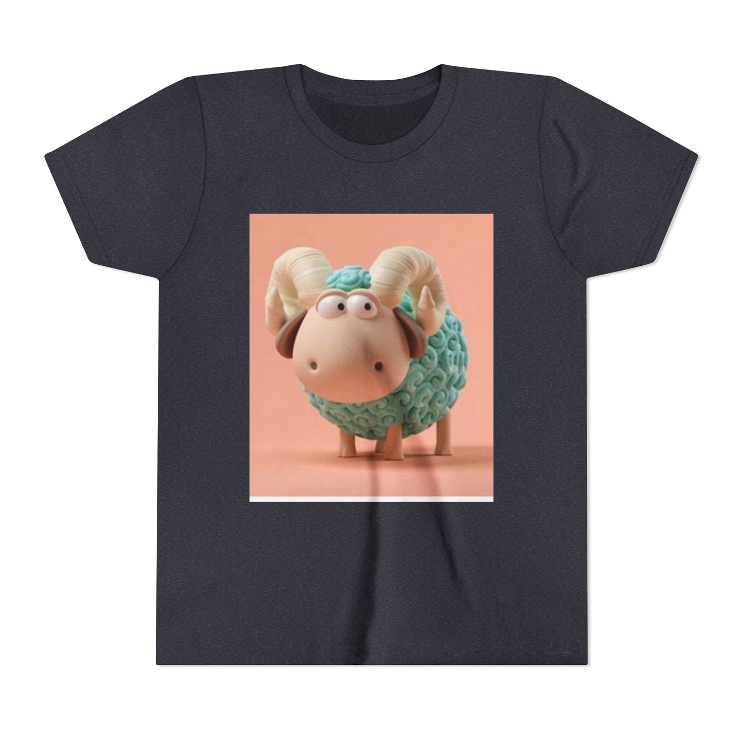 Cute Cartoon Sheep Youth Short Sleeve Tee - Fun and Whimsical Kids Shirt